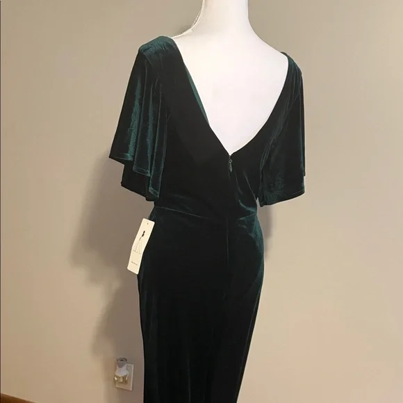 Luxurious Dark Green Velvet Maxi Dress - Picture 6 of 7